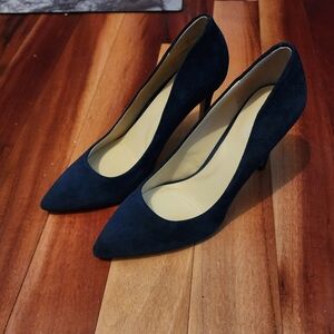 Navy Blue Suede Heels